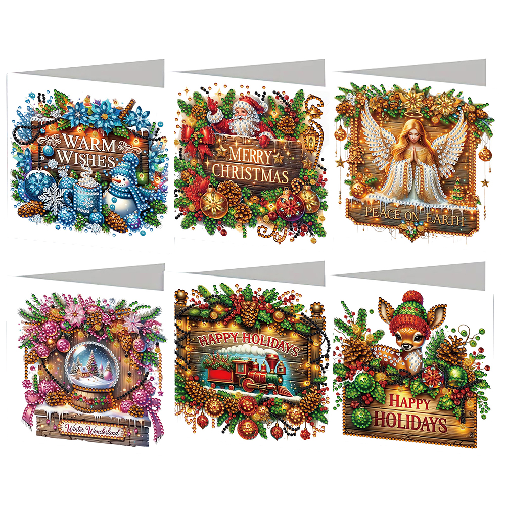 6Pcs DIY Diamond Painting Greeting Card - Merry Christmas