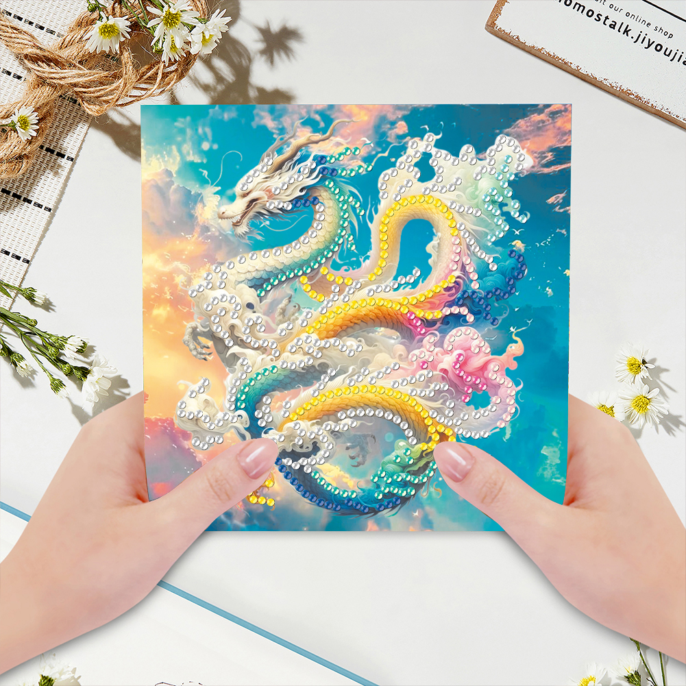 6Pcs DIY Diamond Painting Greeting Card - Dragon Family