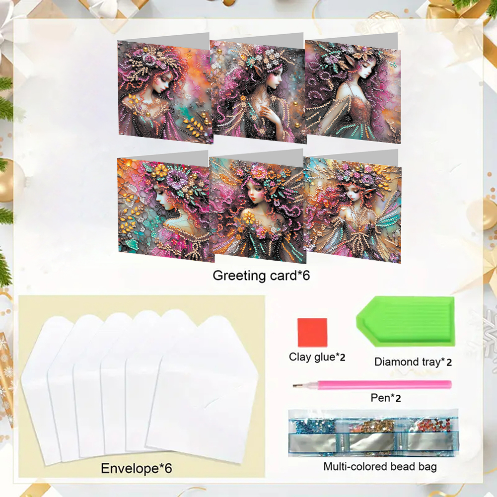 6Pcs DIY Diamond Painting Greeting Card - Girl Family