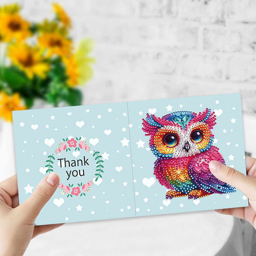 6pcs DIY Diamond Painting Greeting Card - Owl