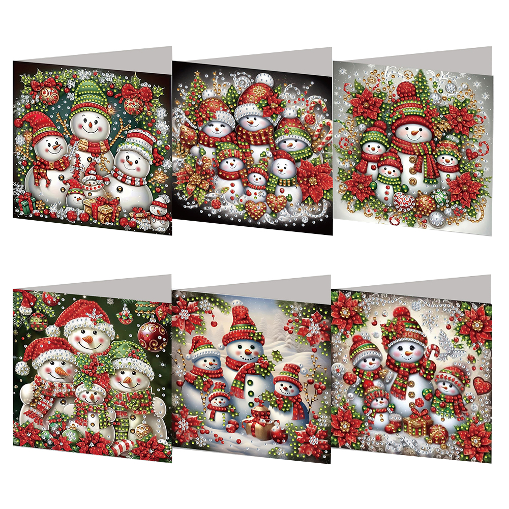 6Pcs DIY Diamond Painting Greeting Card - Snowman