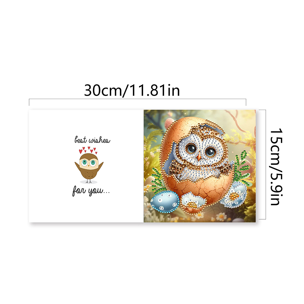 6pcs DIY Diamond Painting Greeting Card - Easter Egg Owls