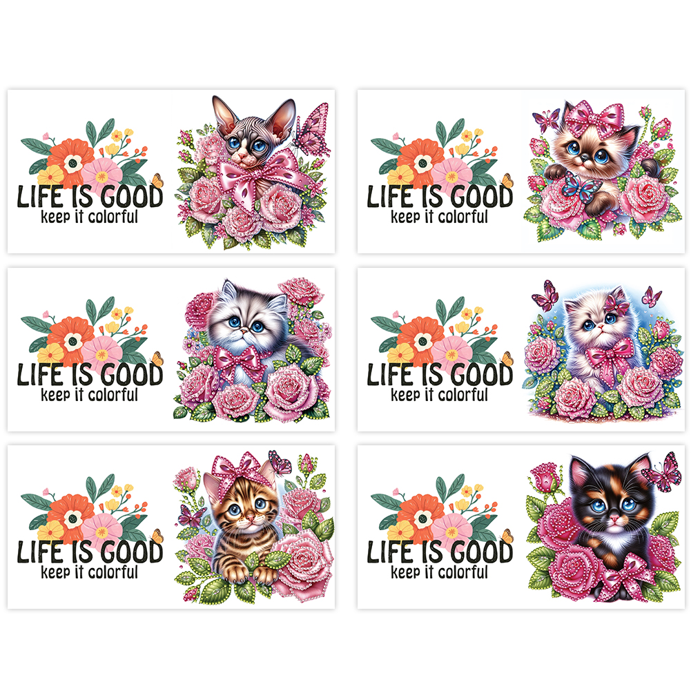 6Pcs DIY Diamond Painting Greeting Card - Cat