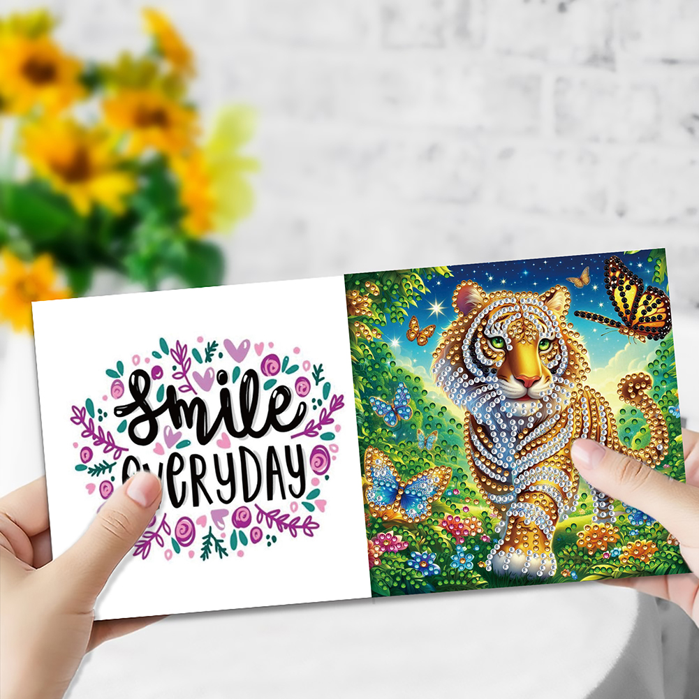6Pcs DIY Diamond Painting Greeting Card - Tiger