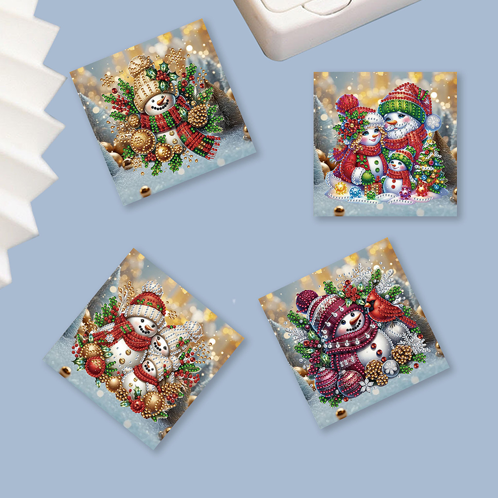 6Pcs DIY Diamond Painting Greeting Card - Snowman