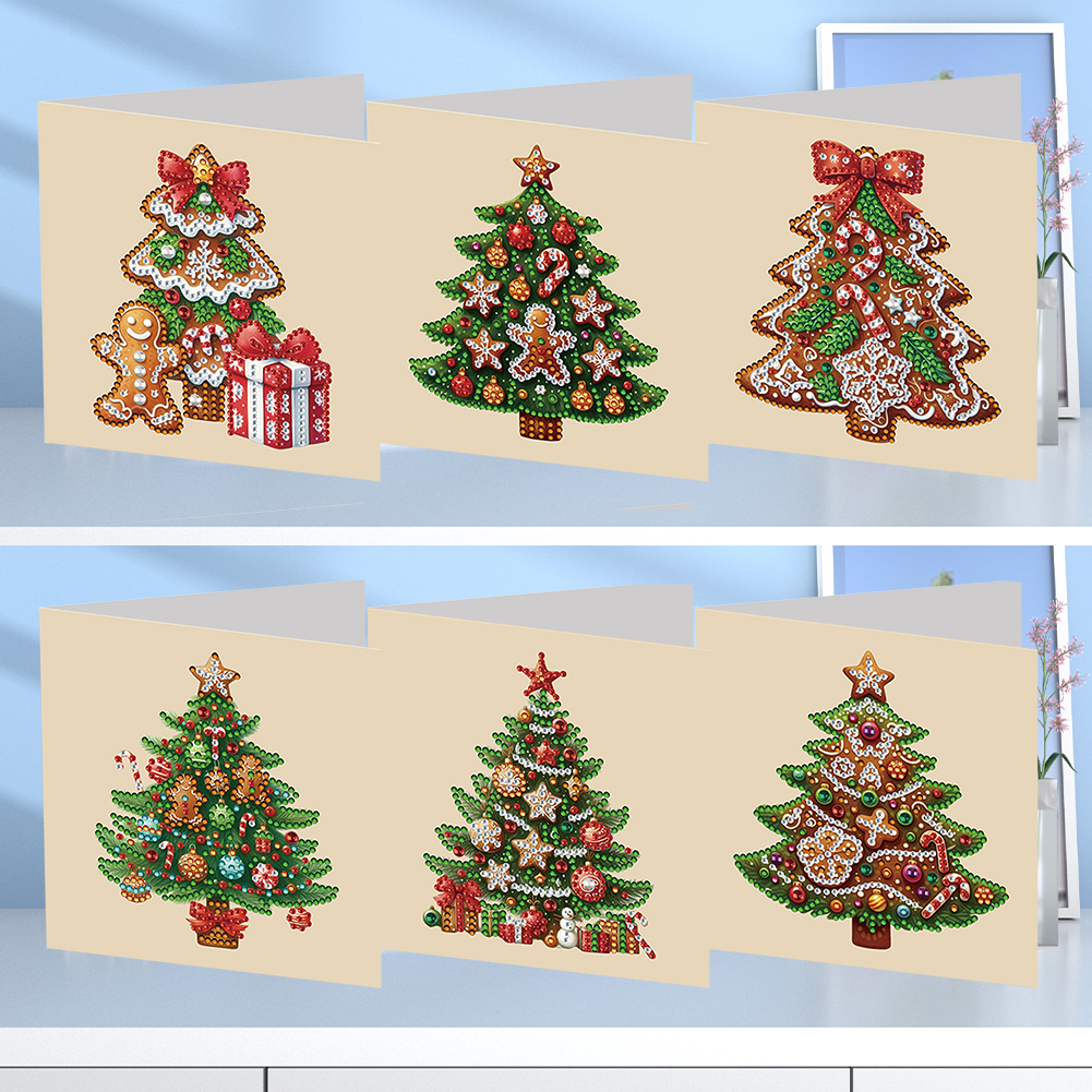 6Pcs DIY Diamond Painting Greeting Card - Christmas Tree