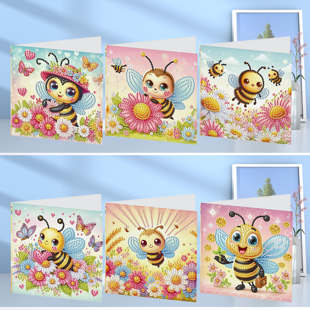 6Pcs DIY Diamond Painting Greeting Card - Bee Family