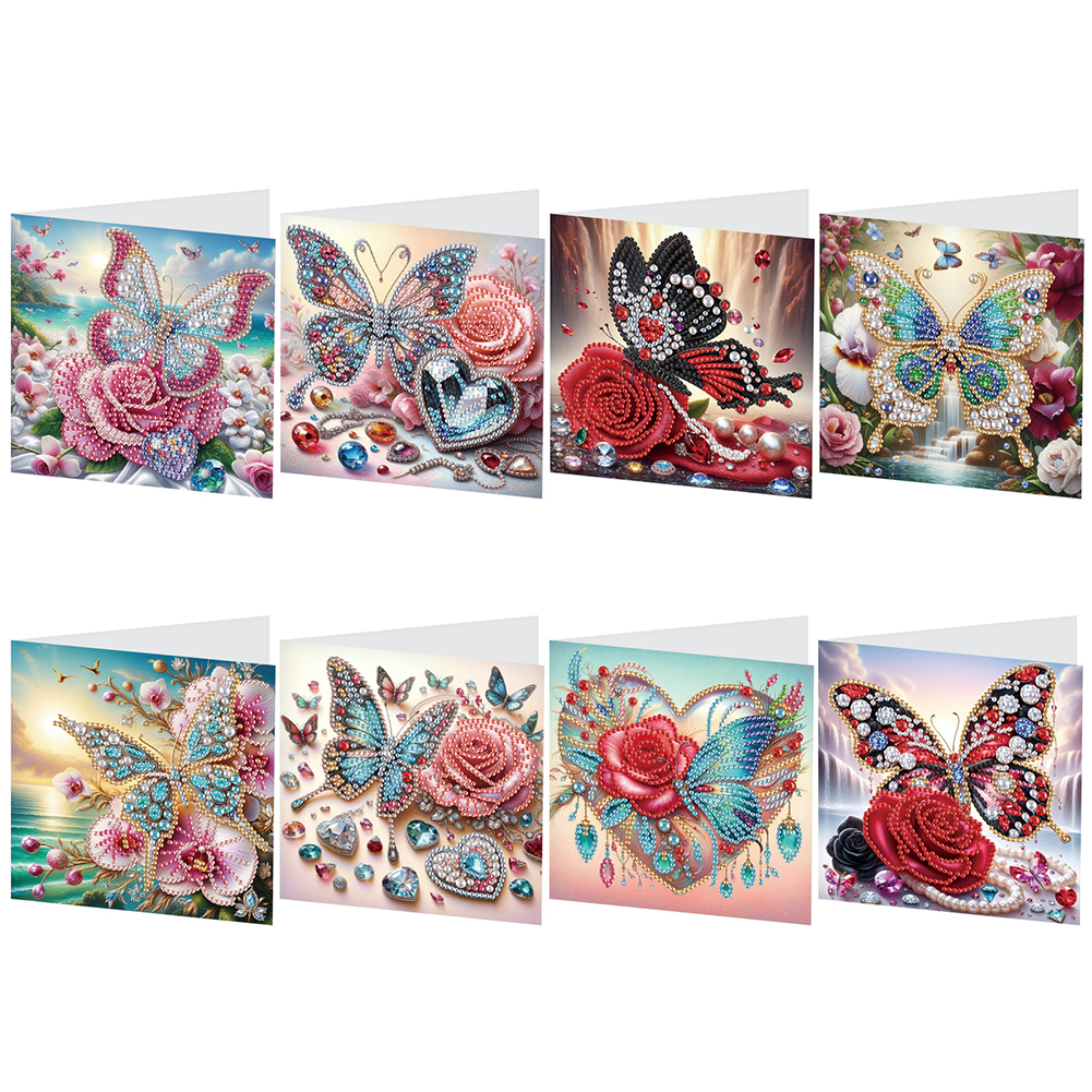 8Pcs DIY Diamond Painting Greeting Card - Butterfly