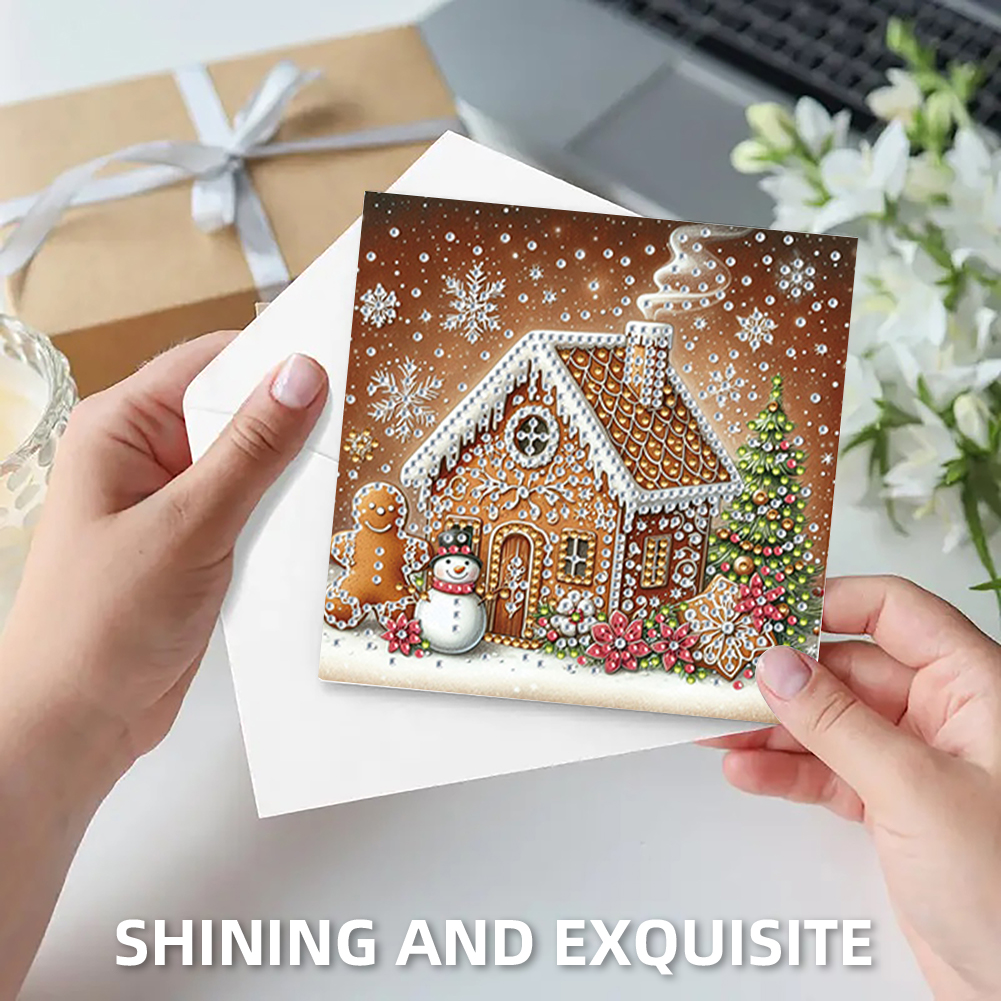 6Pcs DIY Diamond Painting Greeting Card - Gingerbread Man