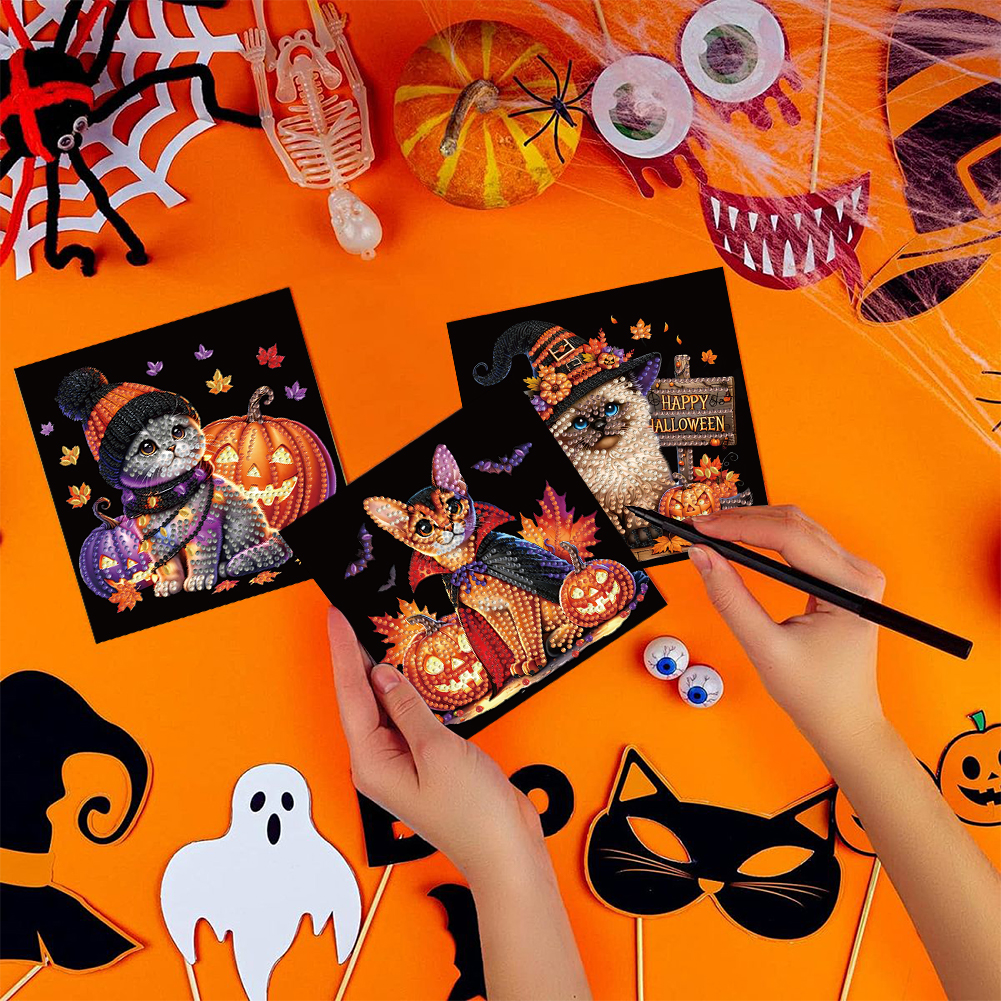 6Pcs DIY Diamond Painting Greeting Card - Halloween Designs