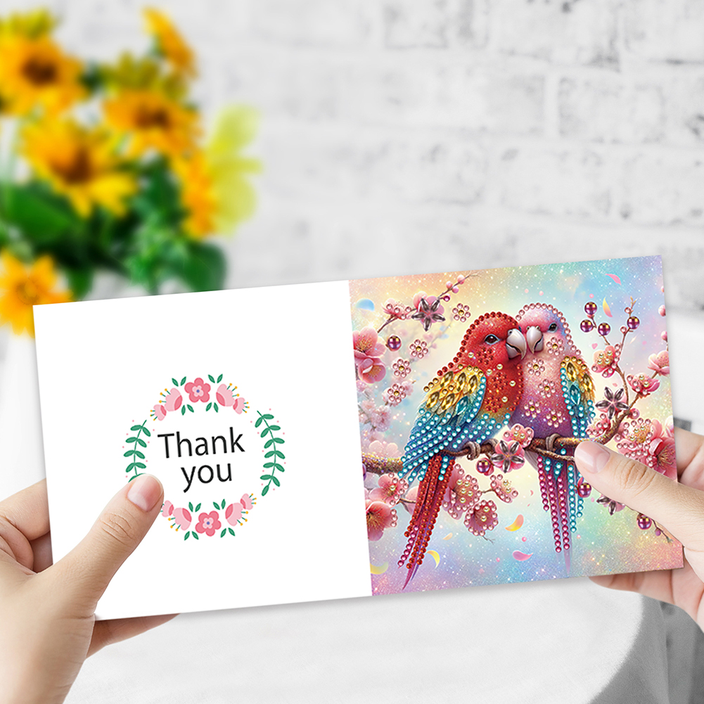 6pcs DIY Diamond Painting Greeting Card - Parrot On Tree
