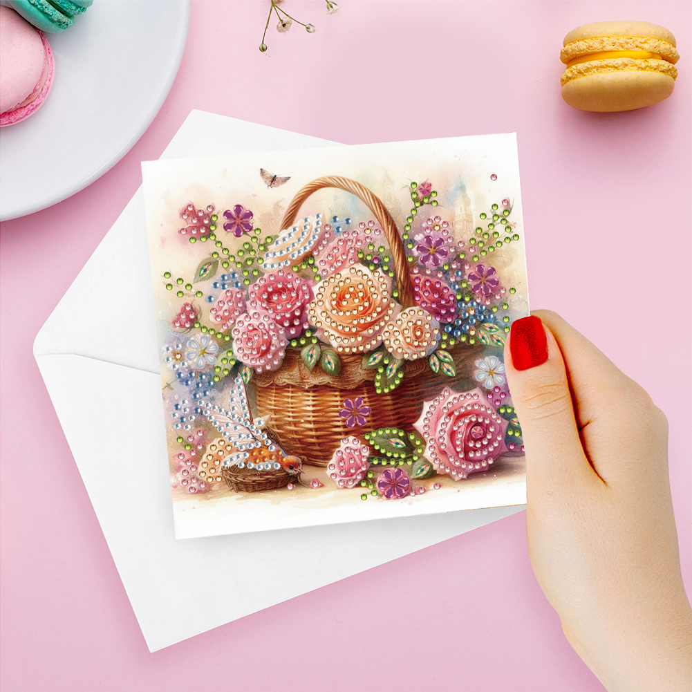 6Pcs DIY Diamond Painting Greeting Card - Bouquet