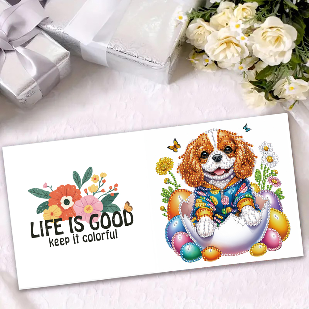 6Pcs DIY Diamond Painting Greeting Card - Easter Dogs