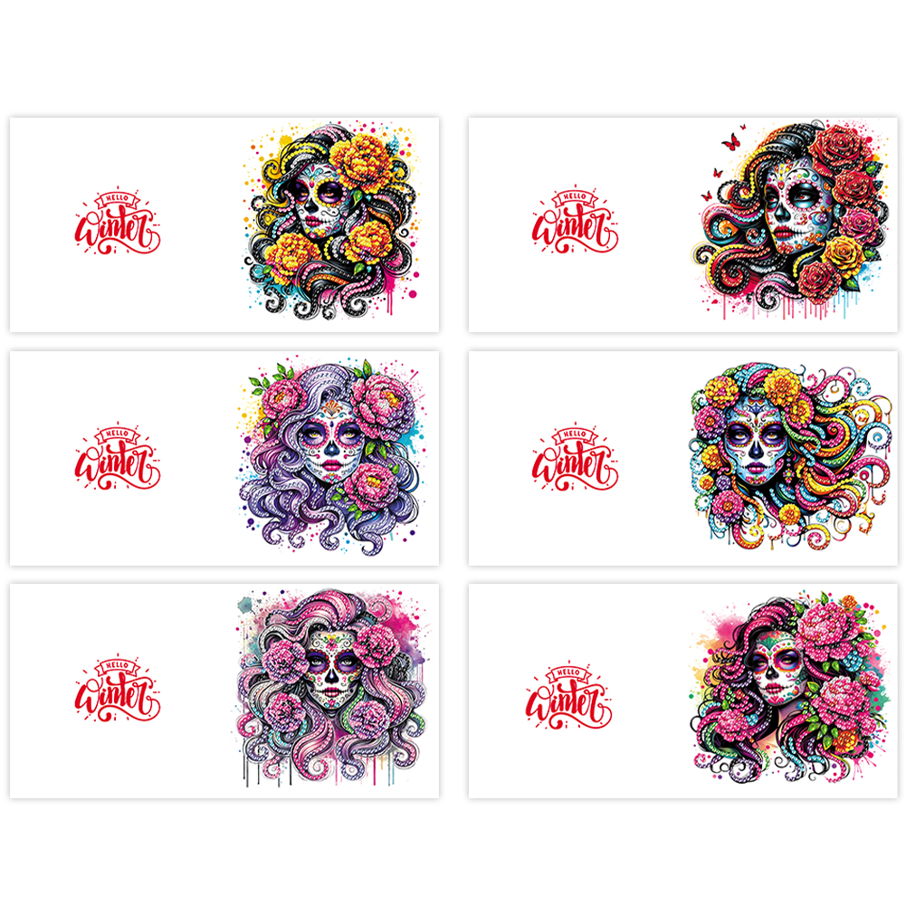 6Pcs DIY Diamond Painting Greeting Card - Skull Family