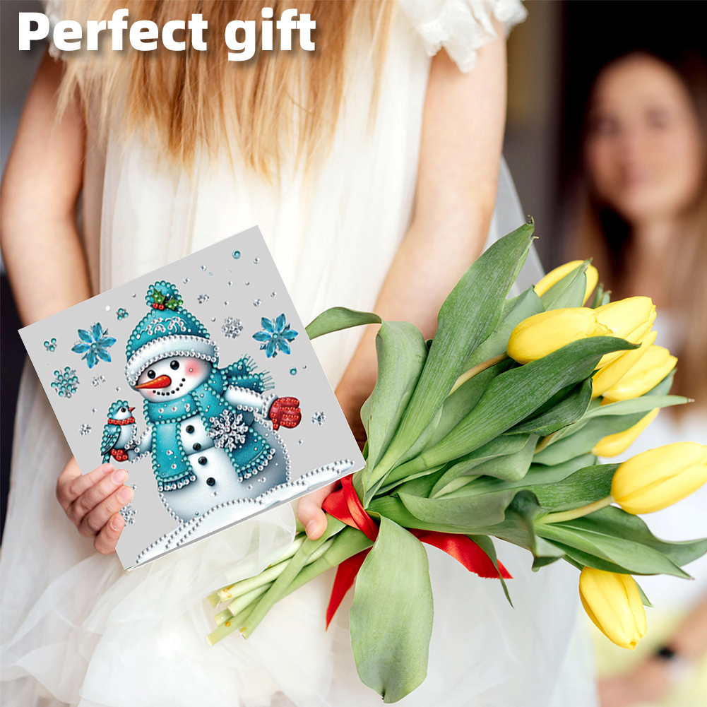6Pcs DIY Diamond Painting Greeting Card - Snowman