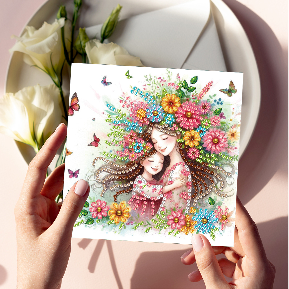 6Pcs DIY Diamond Painting Greeting Card - Happy Mothers Day