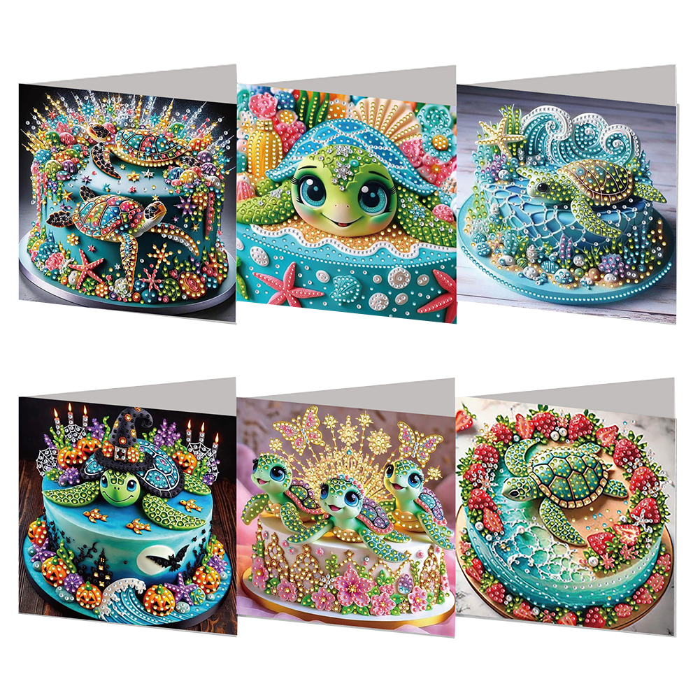 6Pcs DIY Diamond Painting Greeting Card - Turtle