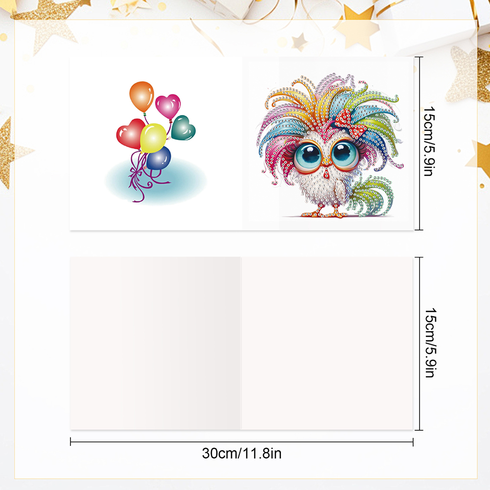 6Pcs DIY Diamond Painting Birthday Greeting Card - Funny Chicken