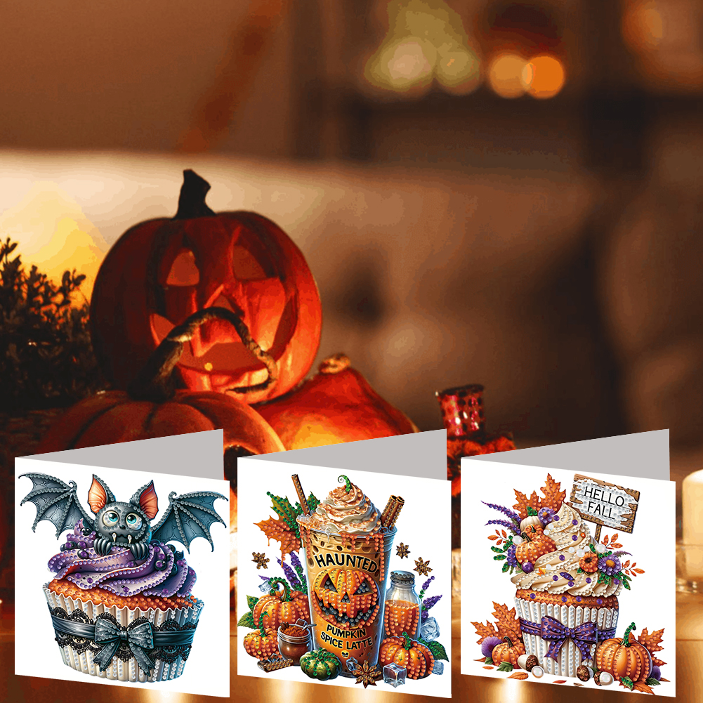 6Pcs DIY Diamond Painting Greeting Card - Halloween Designs