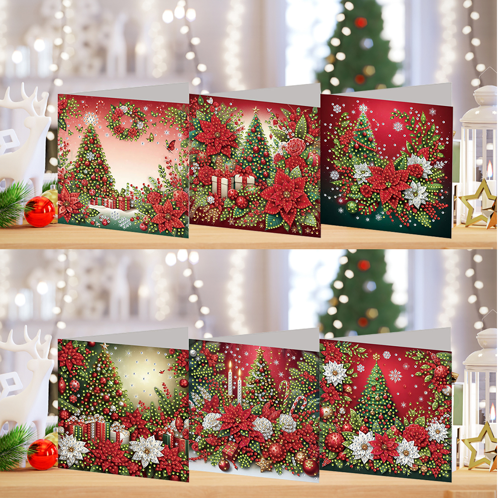 6Pcs DIY Diamond Painting Greeting Card - Christmas Tree