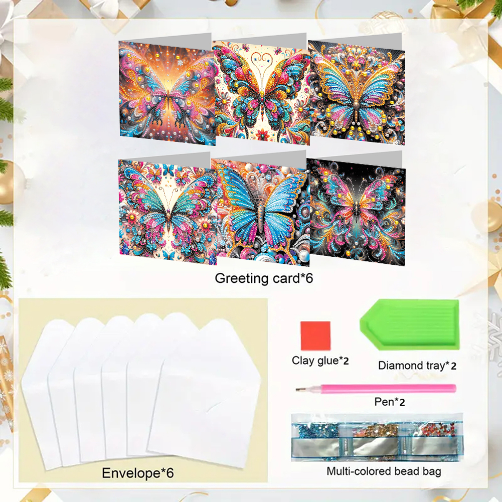 6Pcs DIY Diamond Painting Greeting Card - Butterfly