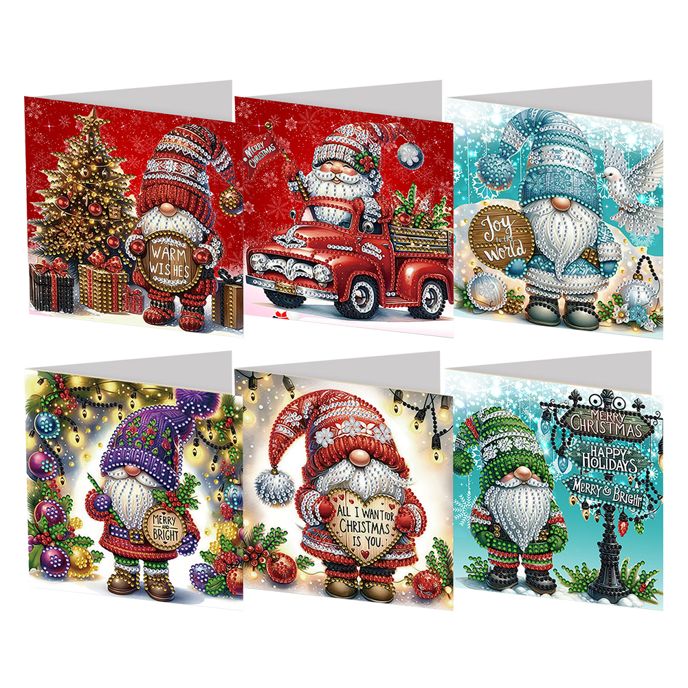 6Pcs DIY Diamond Painting Greeting Card - Christmas Gnome
