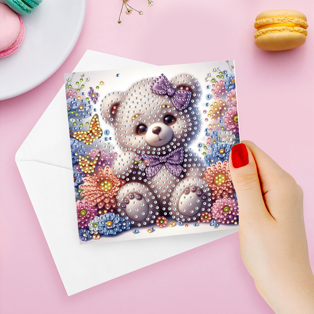 6Pcs DIY Diamond Painting Greeting Card - Bear