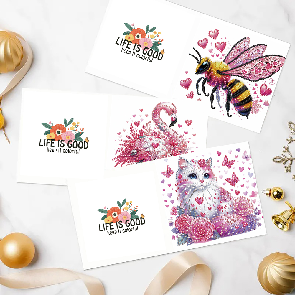 6Pcs DIY Diamond Painting Greeting Card - Animals