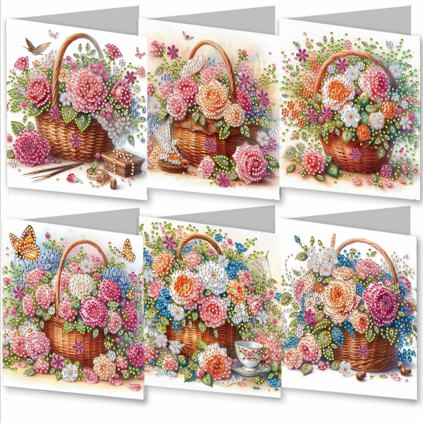6Pcs DIY Diamond Painting Greeting Card - Bouquet