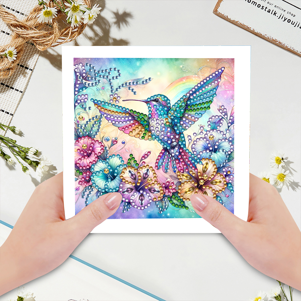 6pcs DIY Diamond Painting Greeting Card - Hummingbird