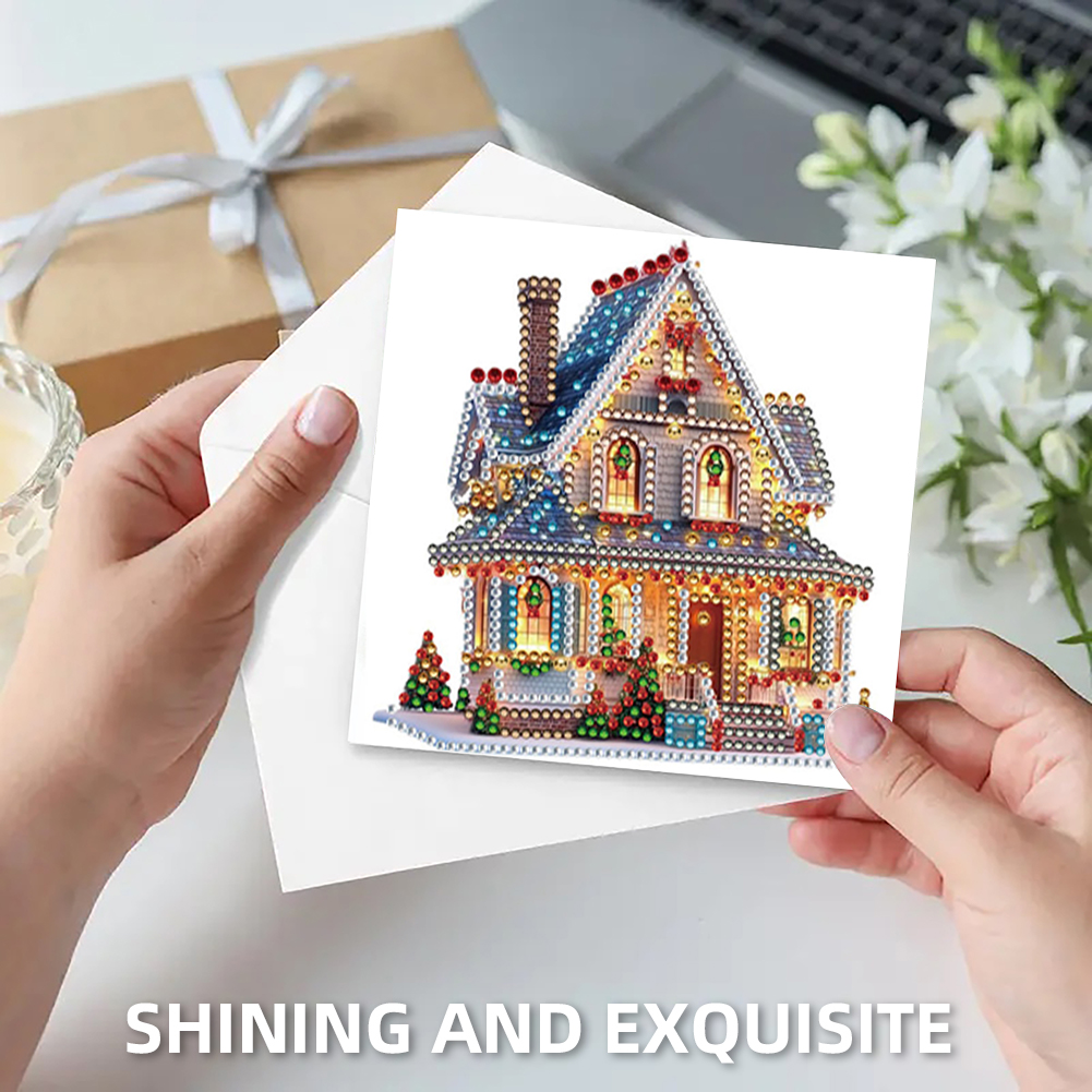 6Pcs DIY Diamond Painting Greeting Card - Xmas House