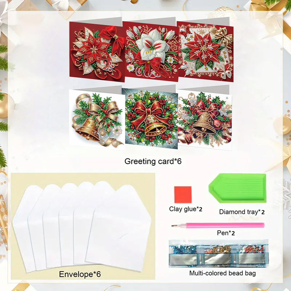 6Pcs DIY Diamond Painting Greeting Card - Xmas Atmosphere