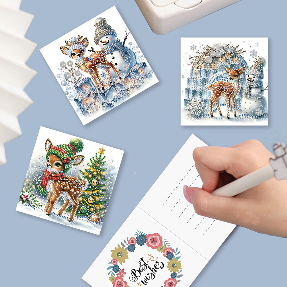(Limited Stock)6pcs DIY Diamond Painting Greeting Card - Christmas Snowman