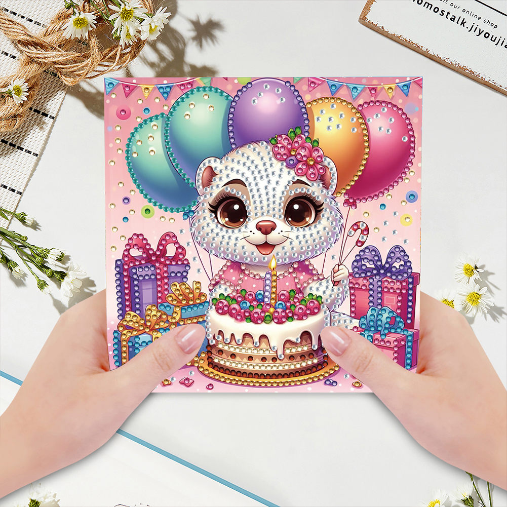 6Pcs DIY Diamond Painting Greeting Card - Animal Birthday
