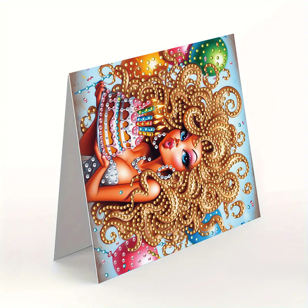 6Pcs DIY Diamond Painting Greeting Card - Birthday Beauty