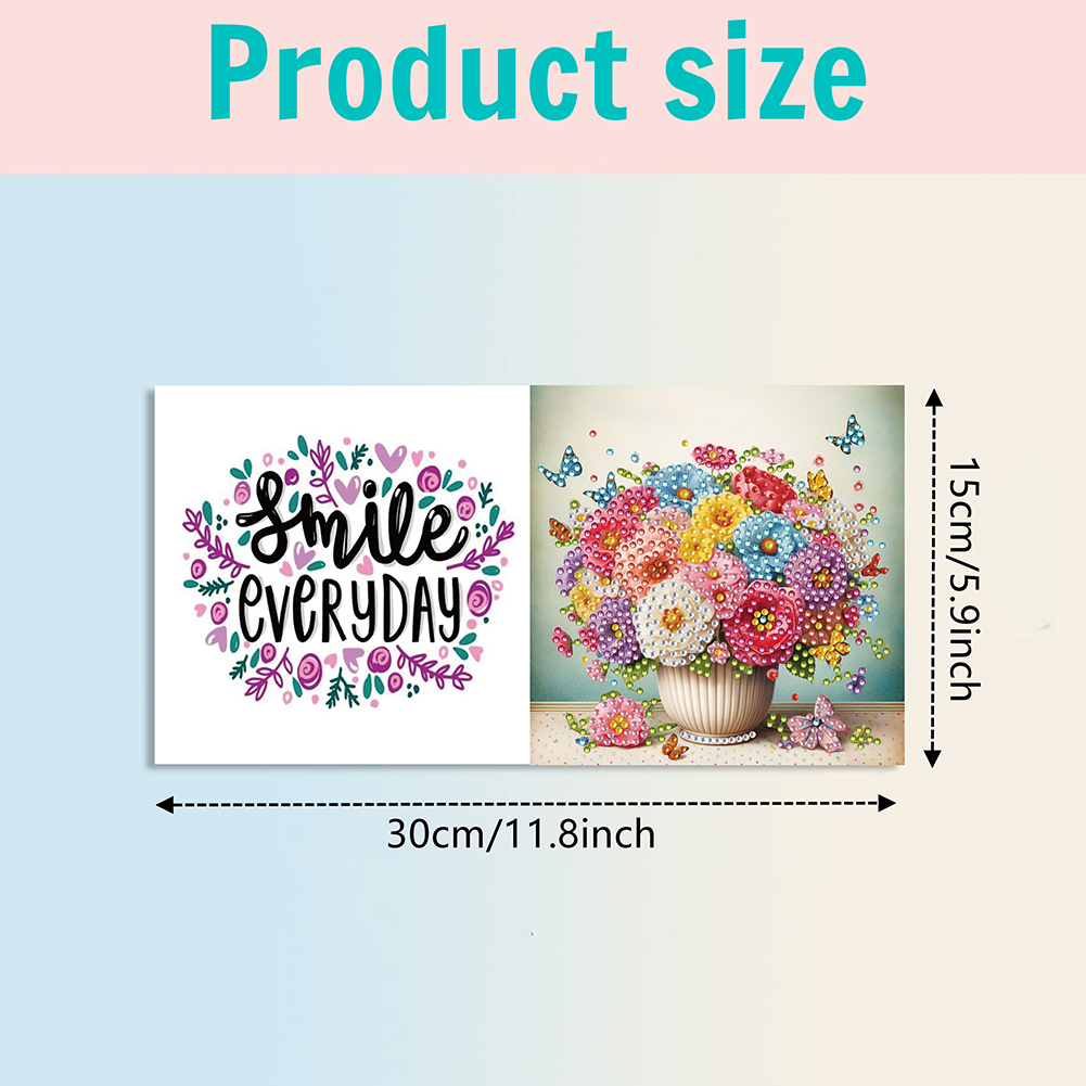 6Pcs DIY Diamond Painting Greeting Card - Flowers