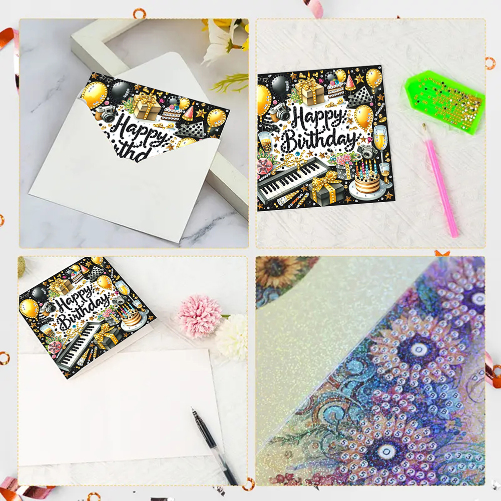 6Pcs DIY Diamond Painting Greeting Card - Birthday Party