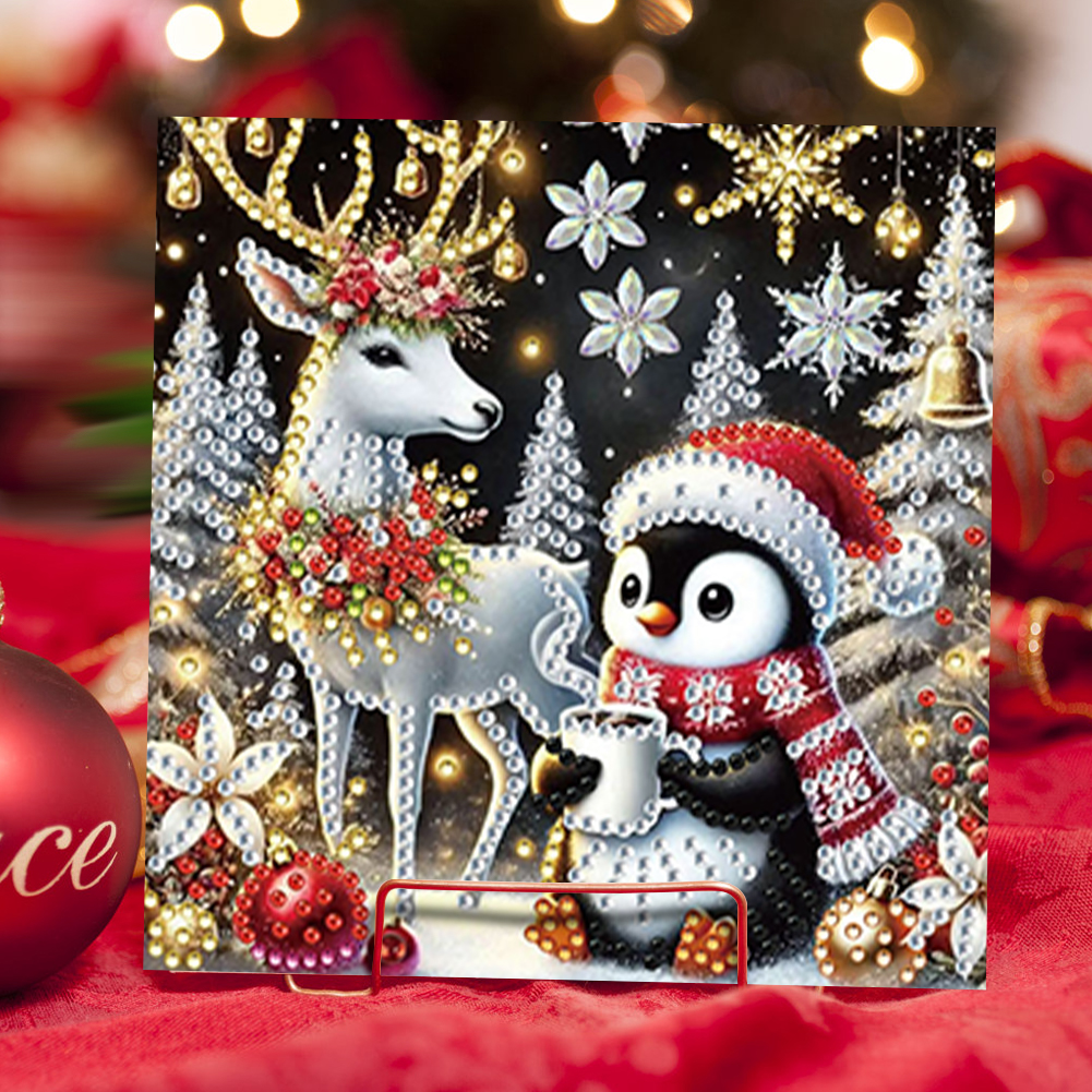 6Pcs DIY Diamond Painting Greeting Card - Christmas Penguin