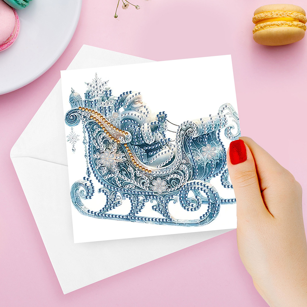6Pcs DIY Diamond Painting Greeting Card - Sleigh