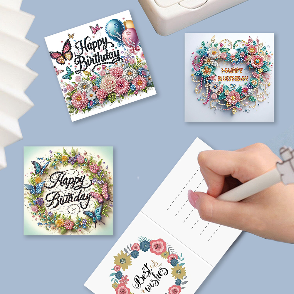 4Pcs DIY Diamond Painting Birthday Greeting Card - Birthday