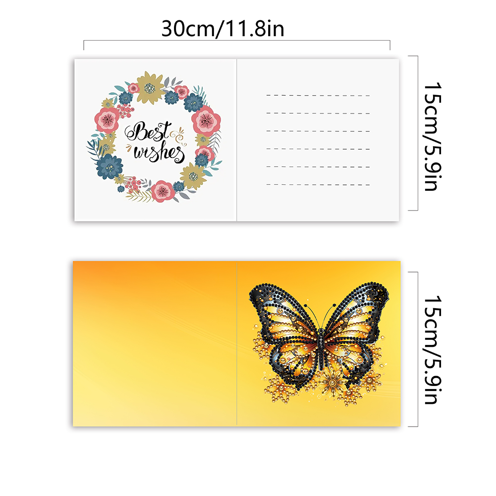 6pcs DIY Diamond Painting Greeting Card - Yellow Butterfly