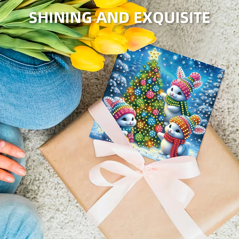 6Pcs DIY Diamond Painting Greeting Card - Xmas Animals