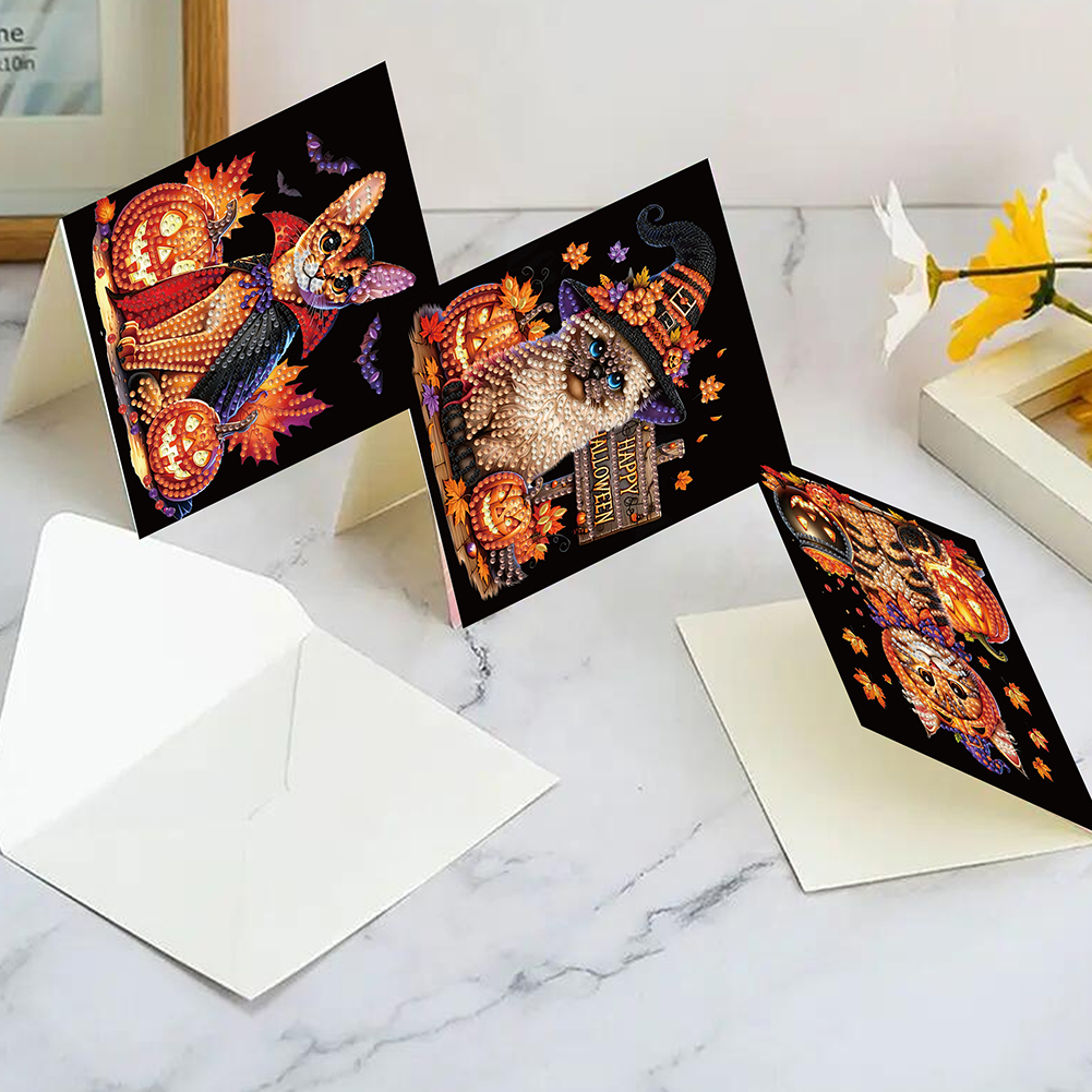 6Pcs DIY Diamond Painting Greeting Card - Halloween Designs