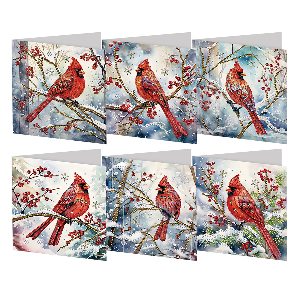 6Pcs DIY Diamond Painting Greeting Card - Finch