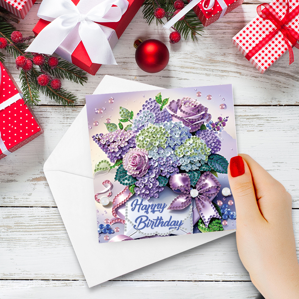 6Pcs DIY Diamond Painting Greeting Card - Birthday