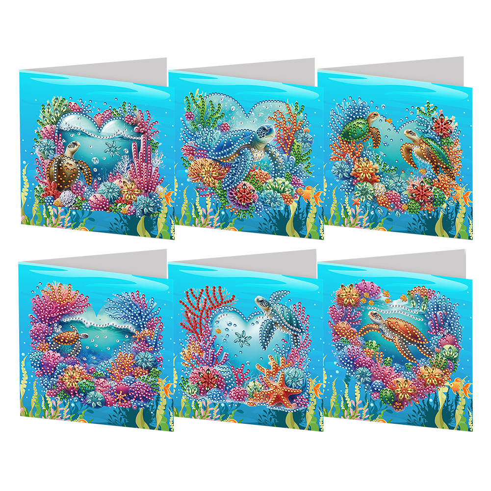 6Pcs DIY Diamond Painting Greeting Card - Turtle