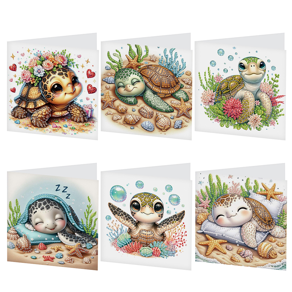 6Pcs DIY Diamond Painting Greeting Card - Sea Turtle for Friends