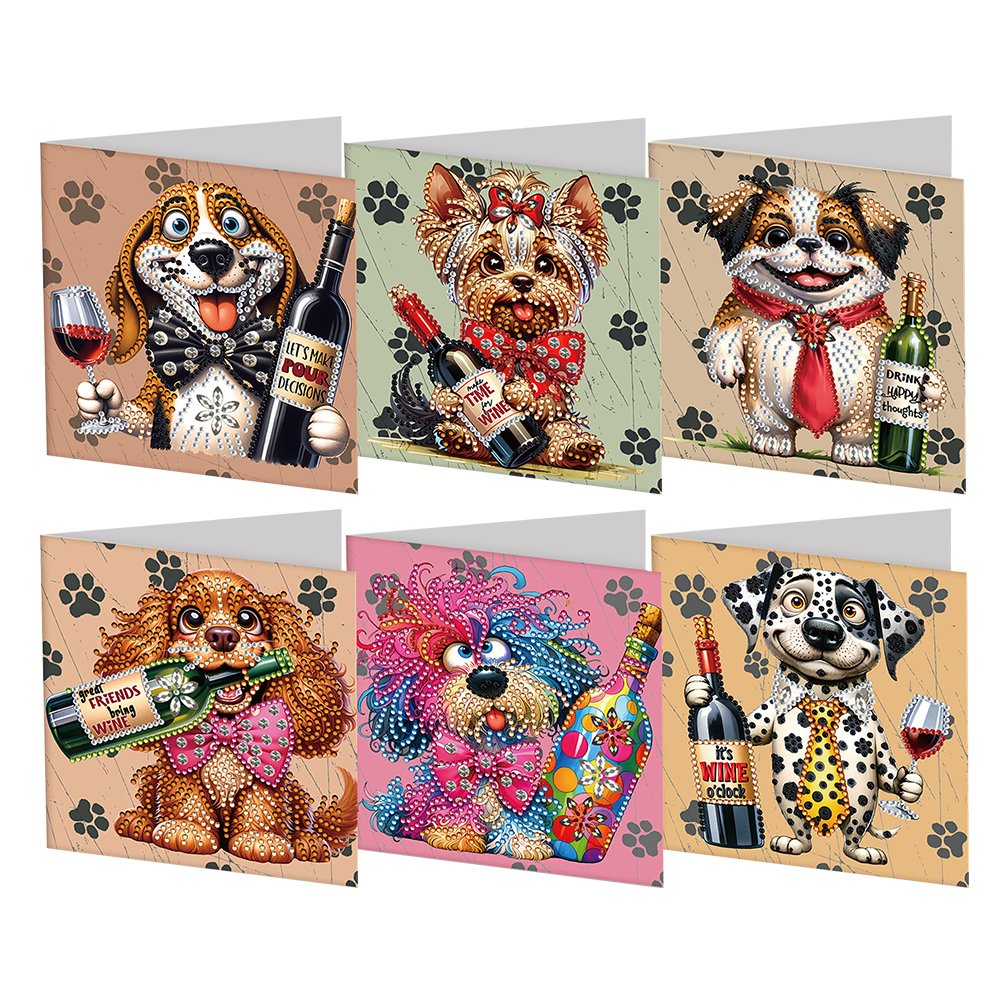 6Pcs DIY Diamond Painting Greeting Card - Puppy