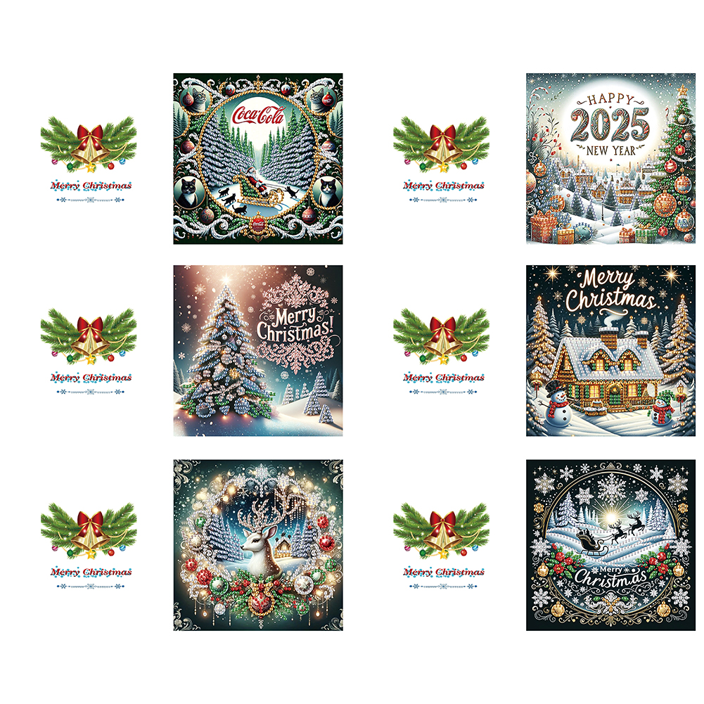 6Pcs DIY Diamond Painting Greeting Card - Christmas