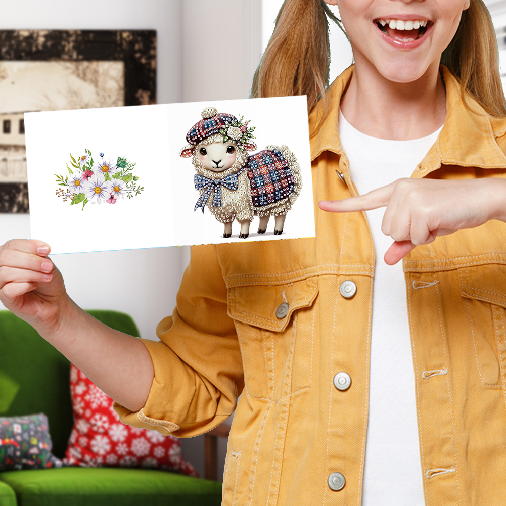 6Pcs DIY Diamond Painting Greeting Card - Sheep